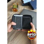La'graccio Paris Lancoves Erkek Hakiki Deri Rfid Korumalı Fermuarlı Cüzdan Siyah