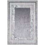 Lahor Gri Çerçeveli Modern Geometrik Etnik Desenli Boho Makinada Yıkanabilir Hafif Hav Toz Vermez Leke Tutmaz Kaymaz Taban Dijital Makine Baskı Halı Oturma Odası Salon Yolluk Koridor Mutfak Halısı