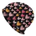 LAIPUTER Sevgililer Günü Beanie Standart Kapalı Kemo Örme Şapkalar Kadınlar Erkekler için Bol Slouchy Kafatası Kep Kanser Şapkalar, Siyah Kalp, Tek Beden