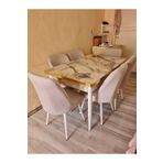 Lajibu %100 Mdf Açılabilir Masa Sandalye Takımı 6 Kişilik Yemek Masası Takımı Masa Sandalye
