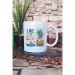 Lake Life Cuz Beaches Satly Baskılı Hediyelik Kupa Bardak - Beyaz