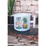 Lake Life Cuz Beaches Satly Baskılı T Kulplu Latte Fincanı Kupa Bardak - Beyaz