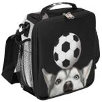 lakefvgk Komik Husky Köpek Futbolu Öğle Yemeği Kutuları Çanta Çocuklar için Soğutucu Çanta Yeniden Öğle Yemeği Kutusu Konteynerleri
