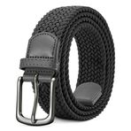LAKIDAY Kumaş örgü kemer, elastik streç kemer, kadın ve erkek için, yüksek kaliteli ve rahat, genişlik 3,5 cm, uzunluk 100 – 130 cm, Gri, Länge 120cm