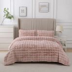 Lal Home Deco Loria Peluş Çift Kişilik Yatak Örtüsü 220X240CM Petek Desenli Elyaf Dolgulu Yumuşak - Pembe - 220 x 240 cm
