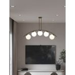 Lal Modern Eskitme 5’li Beyaz Cam Küre Avize | Yay Formlu Tavan Aydınlatma - Eskitme - Beyaz