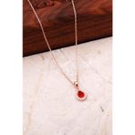 Lal Rose Gümüş Mini Damla Kolye 7041