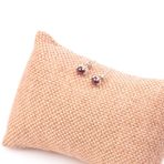 Lal Taşı Gümüş Çivi Küpe - Garnet Taşı