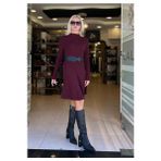 Lal Triko Triko Elbise - Bordo - 44