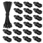 LALAGO 20 adet germe lastiği, kancalı + branda klipsli, kancalı genişletici, 25 cm, branda klipsli, siyah, çadır lastikleri, branda, ağ, afiş, kamp, römork brandası ve afiş için