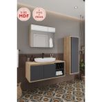 Lale 100 cm %100 Mdf Lavabolu Banyo Dolabı + Aynalı Dolap + Boy Dolabı