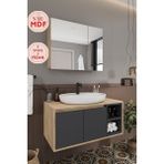 Lale 90 cm %100 Mdf Lavabolu Banyo Dolabı + Aynalı Dolap