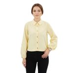 Lale Butik Birit Detaylı Poplin Gömlek, Sarı, 40 Beden, Kadın