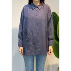 Lale Butik Boncuk Nakış Detaylı Gömlek Tunik, Kadın, İndigo, Beden 2