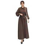 Lale Butik Kadın Düğmeli Modal Tesettür Elbise, Kahverengi, Beden 3