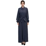 Lale Butik Kadın Düğmeli Modal Tesettür Elbise, Lacivert, 3 Beden