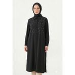 Lale Butik Levidor Önü Çizgili Taşlı Tunik Gömlek 210144 Siyah - 40