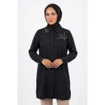 Lale Butik Levidor Taş Baskılı Tunik Gömlek 210147 Siyah - 40