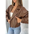 Laleli Butik Kadın Siyah Oversize Deri Ceket