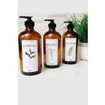 Lalezen Home 3lu Amber Çiçekli Şampuan Duş Jeli Ve Saç Kremi Etiketli Plastik Şişe 500 Ml