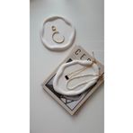 LALEZEN HOME Bulut Görünümlü yuvarlak ve Oval Dekoratif 2li Beyaz Tabak