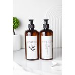Lalezen Home Çiçekli Şampuan Ve Duş Jeli Etiketli Amber Sert Plastik Şişe 500 Ml