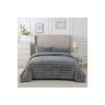 LALHOME Loria Peluş Çift Kişilik Yatak Örtüsü 220x240cm Petek Desenli Elyaf Dolgulu Yumuşak - Gri