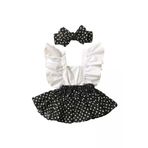 lalinkids Siyah Puanlı Salopet & Bandana Kız Çocuk Takım