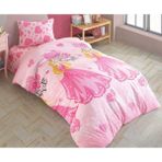 Laliva Çarşafı Lastikli Pamuk Kalpli Ranforce Tek Kişilik Kız Çocuk Nevresim Takımı - 160 x 220 cm - Pembe