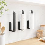 Lamalı Siyah Yapışkanlı Lüks Tasarım Solo Peçetelik, Metal Havluluk, Hem Yapışkanlı Hem Vidalı Montajlı, Banyo ve Mutfak İçin Modern Duvar Havlu Askısı