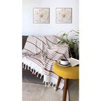 Lamassi %100 Pamuk Koltuk Kanepe Berjer Örtüsü 130x150cm Tv Battaniyesi Throw - 130 x 150 cm - Açık Bej