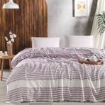 Lamassi Bambu Çift Kişilik Pike Yatak Örtüsü 240 x 260 cm - Lila - Mor