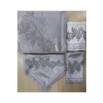 Lamazihome Gri Kadife Seccade Takımı 5 Parça Çeyizlik Bohça Gelin Seti - Gri (KUTULU) 70*120 Cm