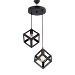 Lambadar 3528-2BLK Rustik Siyah Retro Model Geometrik Sarkıt Metal Küp Avize