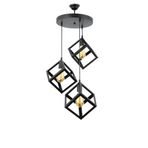 Lambadar 3528-3BLK Rustik Siyah Retro Model Geometrik Sarkıt Metal Küp Avize