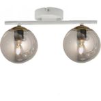 Lambadar Beyaz Ikili Modern Füme Camlı Plafonyer Avize - Beyaz - Füme - 2