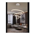 Lambadar Dörtlü Halka Model Sarkıt Modern Led Beyaz Işık Ultra Power Led Avize Salon Mutfak Oda Ledli Avize Beyaz Tek Ebat 0011-Halka50-40-30-20-Wht-Sarkit