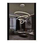 Lambadar Dörtlü Halka Model Sarkıt Modern Led Beyaz Işık Ultra Power Led Avize Salon Mutfak Oda Ledli Avize Krom Tek Ebat 0011-Halka50-40-30-20-Krom-Sarkit