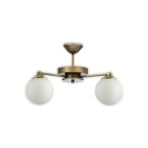 Lambadar Eskitme 2'li Modern Glop Beyaz Camlı Plofonyer Model Avize - Gold - Beyaz