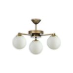 Lambadar Eskitme 3'lü Modern Glop Beyaz Camlı Plofonyer Model Avize - Gold - Beyaz