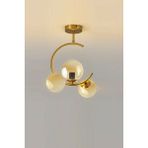 Lambadar Hilal C Model Modern Spor Glop Bal Camlı Gold 3lü Plafonyer Avize - Gold - Bal Rengi