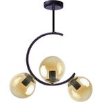 Lambadar Hilal C Model Modern Spor Glop Bal Camlı Siyah 3lü Plafonyer Avize - Siyah - Bal Rengi