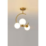Lambadar Hilal C Model Modern Spor Glop Beyaz Camlı Gold 3Lü Plafonyer Avize Goldbeyaz Tek Ebat 35 X 50 0098-3Goldglopbeyazcam