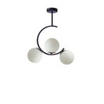 Lambadar Hilal C Model Modern Spor Glop Beyaz Camlı Siyah 3Lü Plafonyer Avize Siyahbeyaz Tek Ebat 35 X 50 0098-3Blkglopbeyazcam
