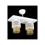 Lambadar Ikili Bal Cam Kafes Model Modern Plafonyer Avize Beyaz_1 Tek Ebat 3541-2Whtdikkafesbalcam