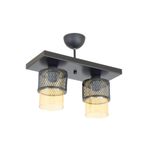 Lambadar Ikili Bal Cam Kafes Model Modern Plafonyer Avize Siyah_1 Tek Ebat 3541-2Blkdikkafesbalcam