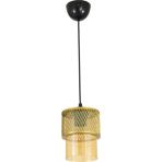 Lambadar Ikili Bal Cam Kafes Model Modern Sarkıt Avize - Siyah - Gold - 1