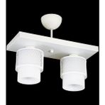 Lambadar Ikili Beyaz Cam Kafes Model Modern Plafonyer Avize - 2