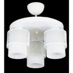 Lambadar Ikili Beyaz Cam Kafes Model Modern Plafonyer Avize - 3