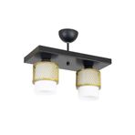 Lambadar Ikili Beyaz Cam Kafes Model Modern Plafonyer Avize Gold_1 Tek Ebat 3541-2Golddikkafesbeyazcam